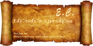 Eötvös Cipriána névjegykártya